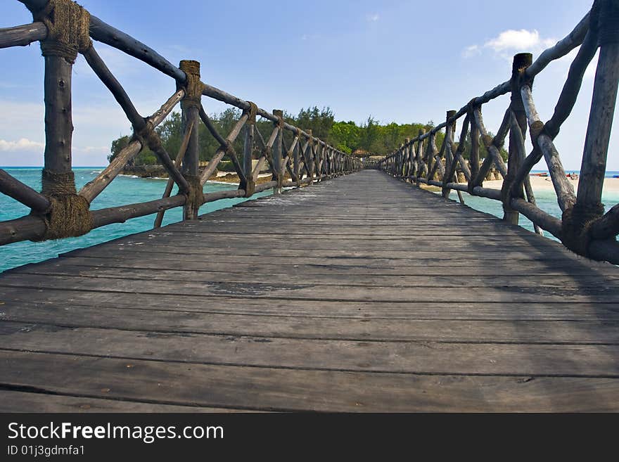 Wooden mole passing to Prison island,Zanzibar