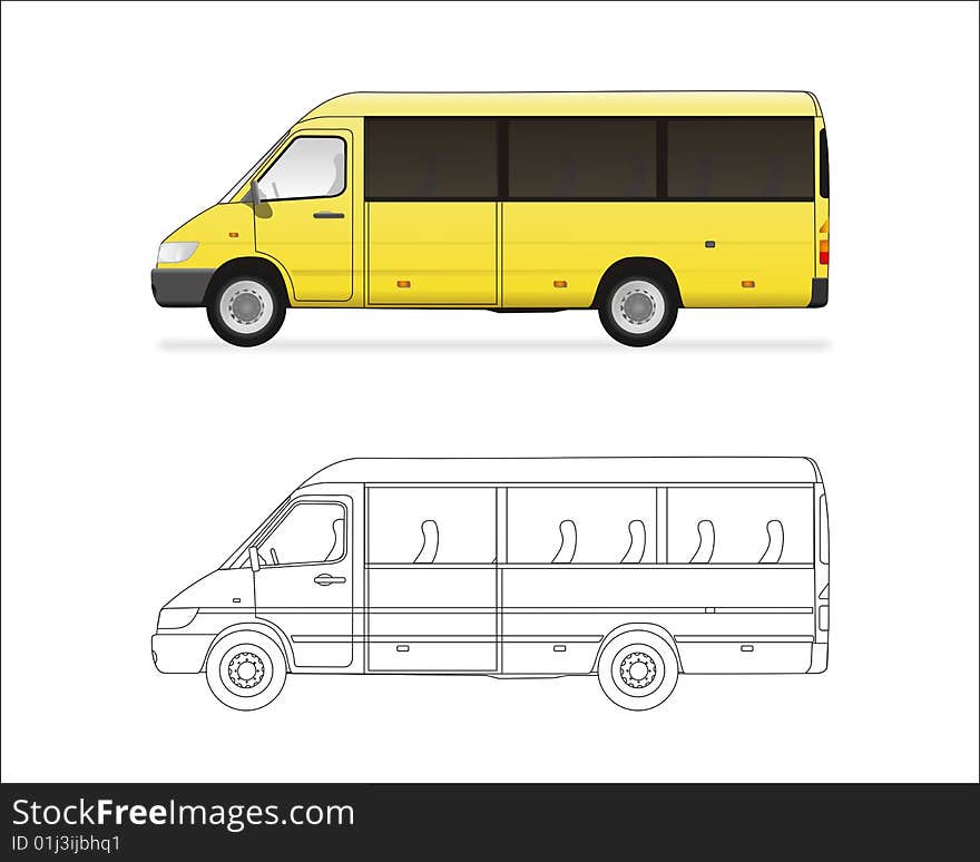 Vector illustration of delivery mini bus.