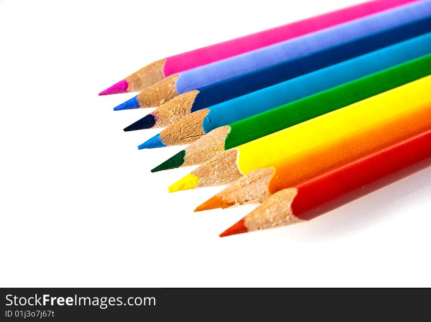 Color pencils on white background isolated. Color pencils on white background isolated