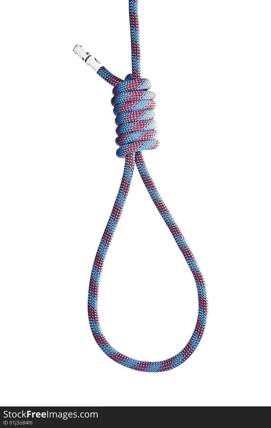 Isolated hanging noose rope over white background