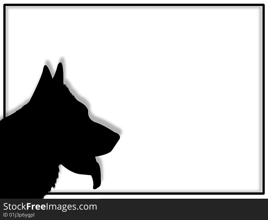 Dog portrait in silhouette for this dog frame