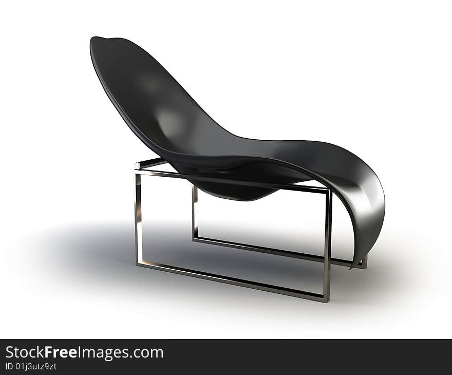 Black modern chair on the white background