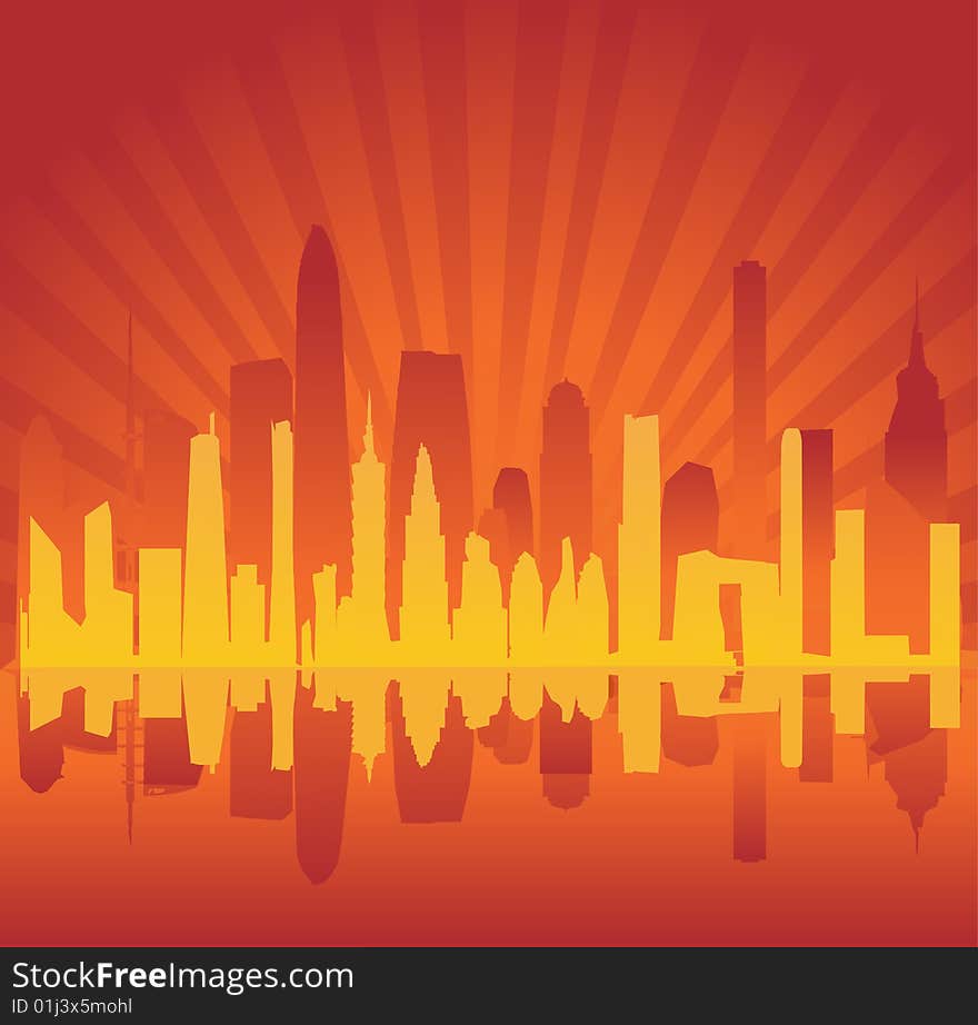 Red skyscrapers vector illustration background