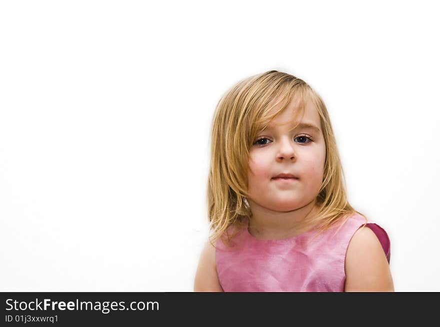 4 years old girl portrait on white. 4 years old girl portrait on white