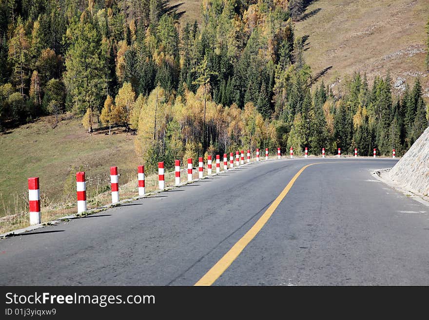 Fall scenic highway in xinjiang,china. Fall scenic highway in xinjiang,china