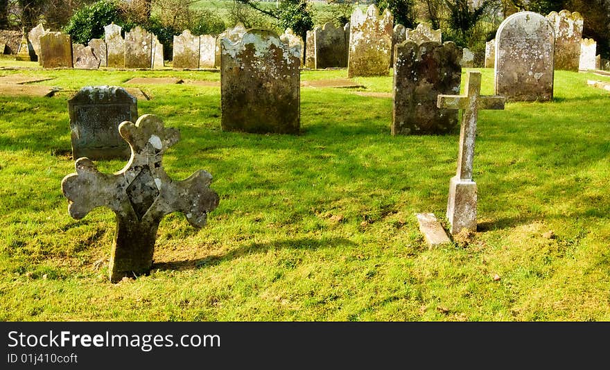 Old irish grave yard with lots of tomb stones. Old irish grave yard with lots of tomb stones