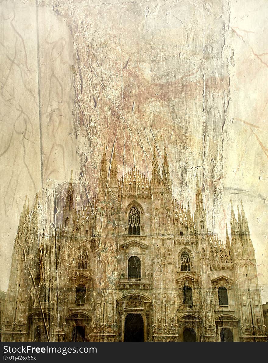 The facade of Duomo in Milan, Italy