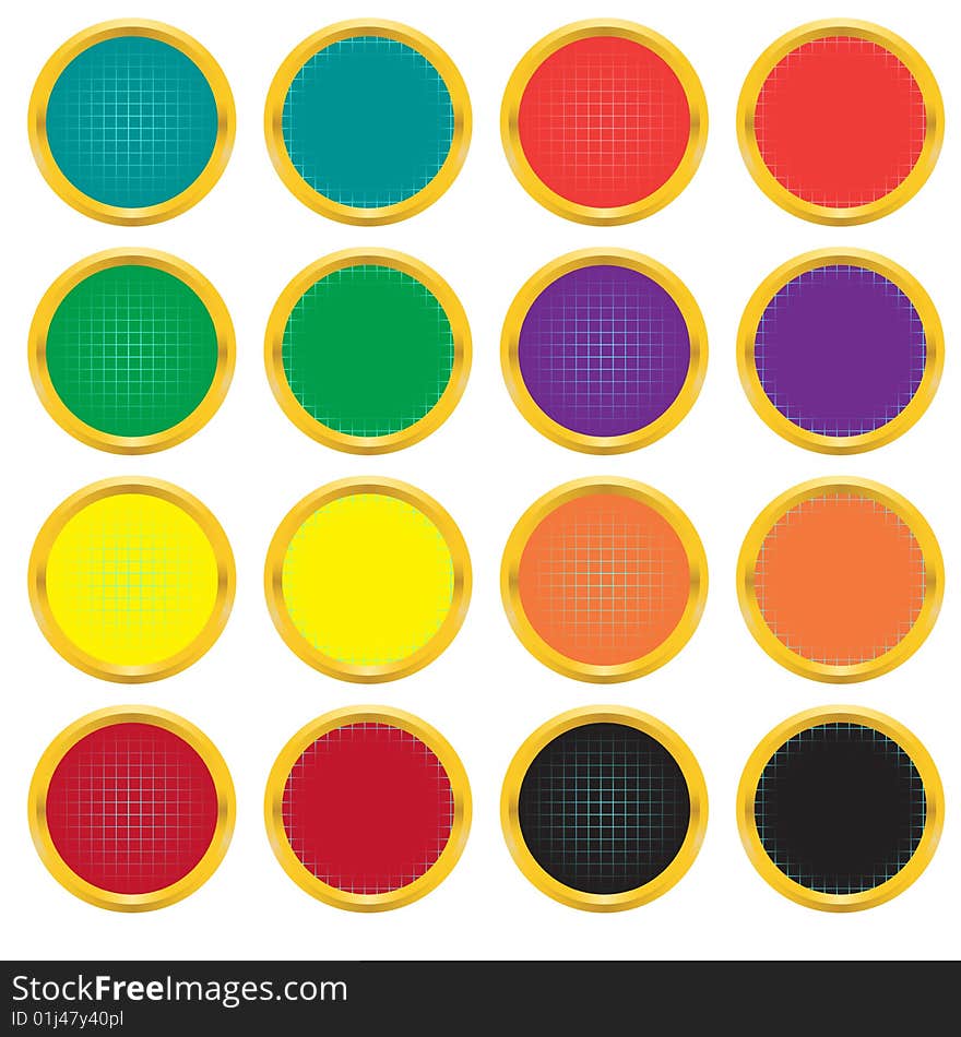 Set of buttons with a gradient grid. Vector. Without mesh.