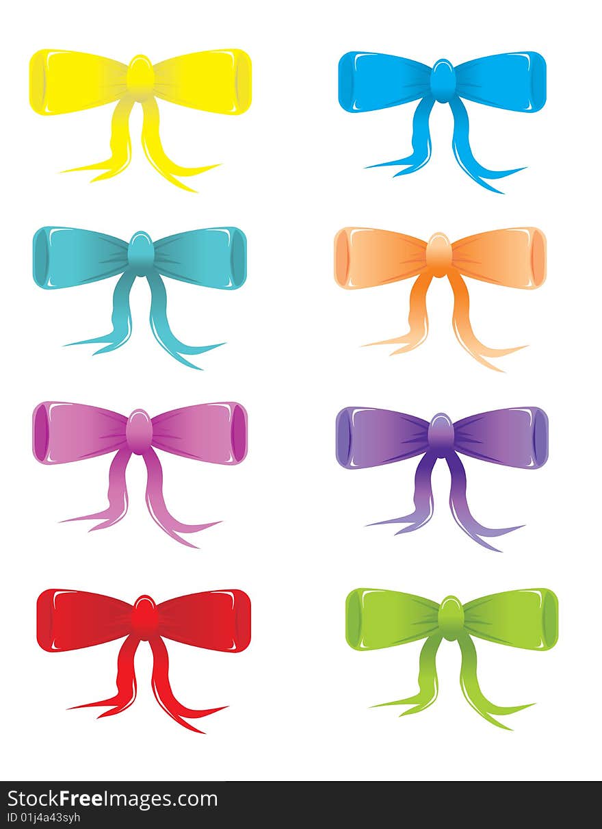 Stylized colored bows