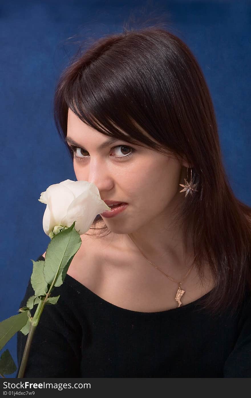 Art portrait of beautiful girl with rose. Art portrait of beautiful girl with rose