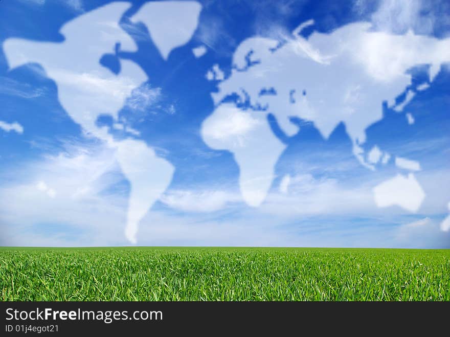 Field on a background of the blue sky. Field on a background of the blue sky