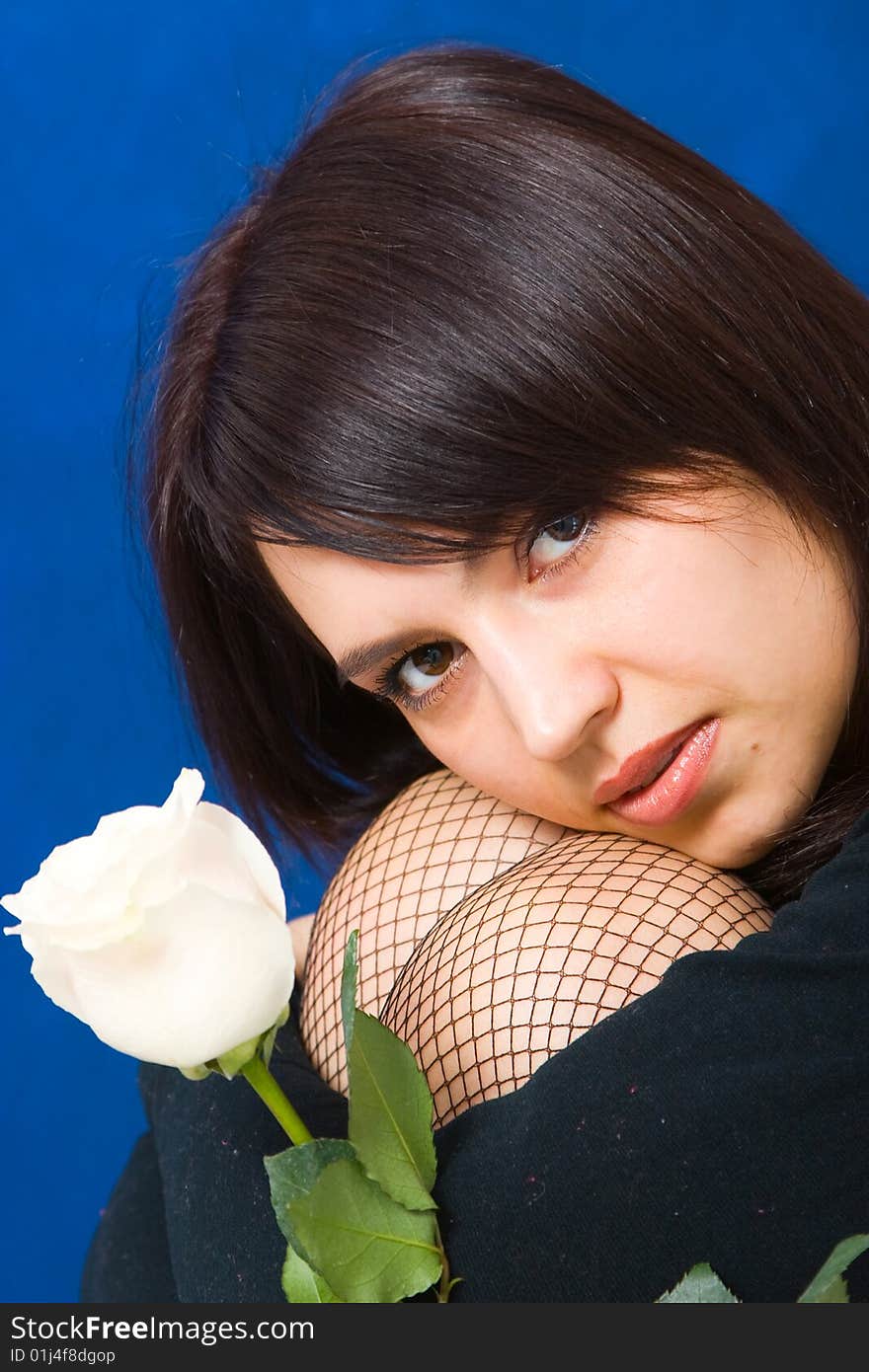 Art portrait of beautiful girl with rose. Art portrait of beautiful girl with rose