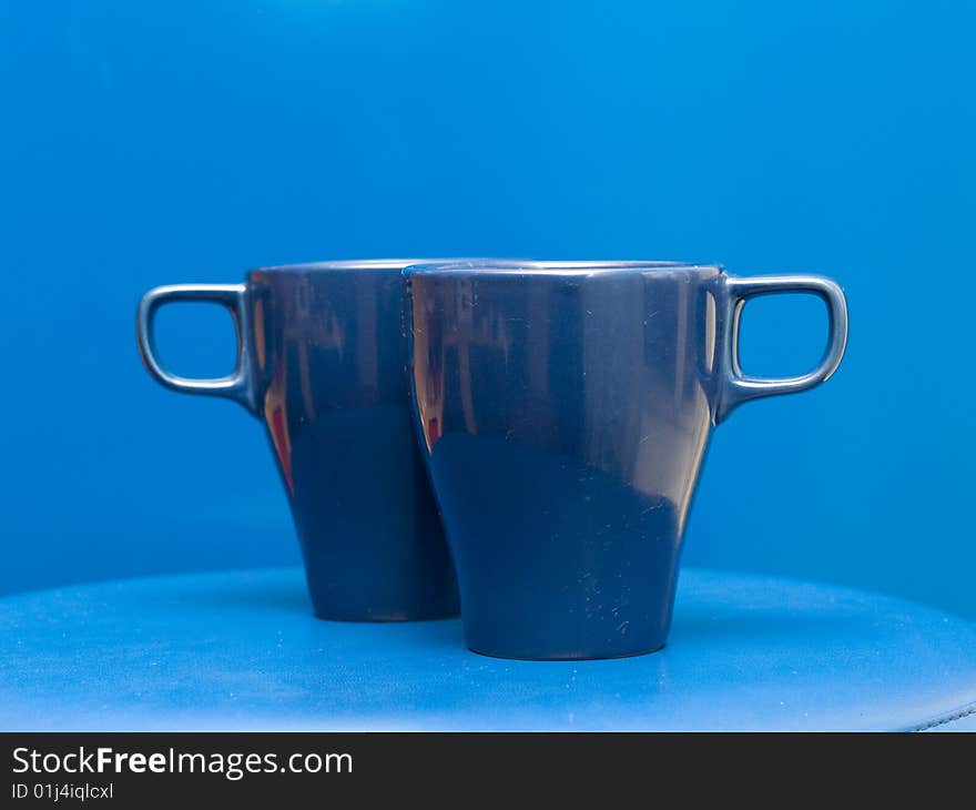 Two  blue coffee mug