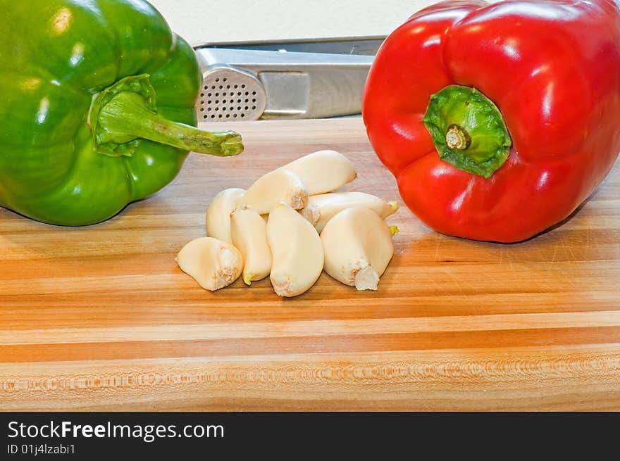 Peppers And Garlic Cloves