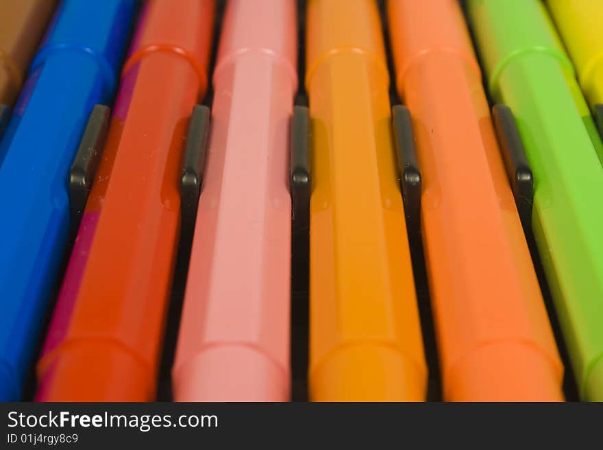 Children's color felt-tip pens close up