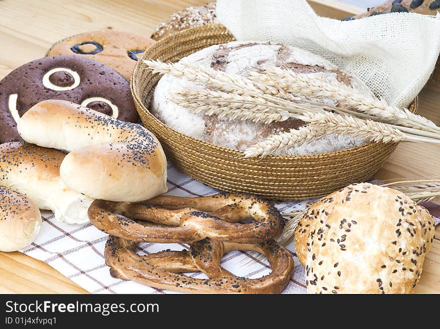 Various types of bread in the kitchen. Various types of bread in the kitchen