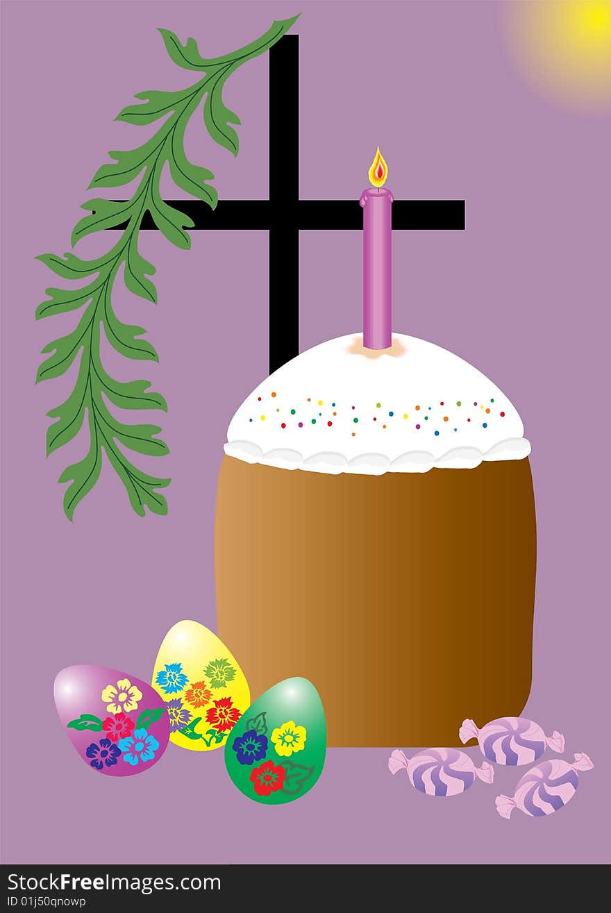 Easter cake with Easter eggs