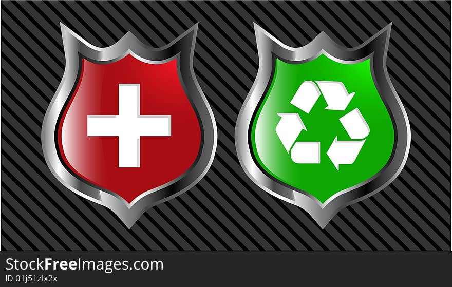 The set vector red and green shield