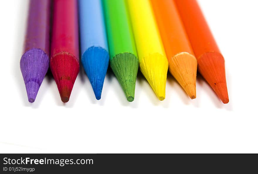 Pencils of seven colors of a rainbow