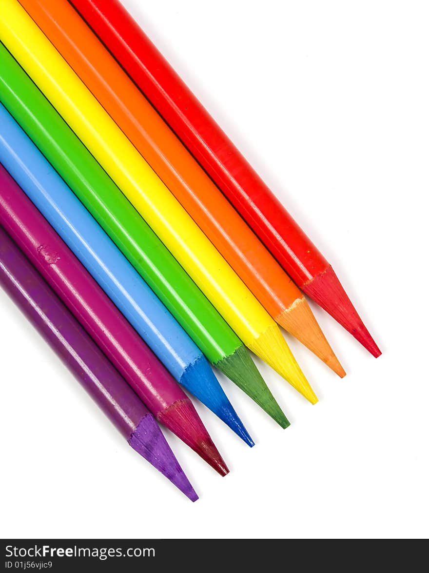 Pencils of seven colors of a rainbow