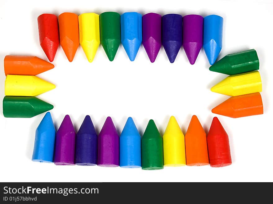 Rectangular framework in the form of a double rainbow from wax pencils