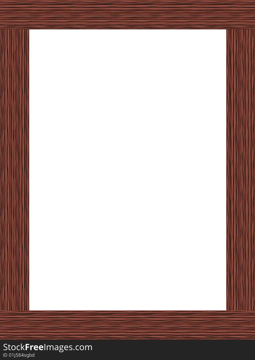 Computer generated, brown wooden frame.