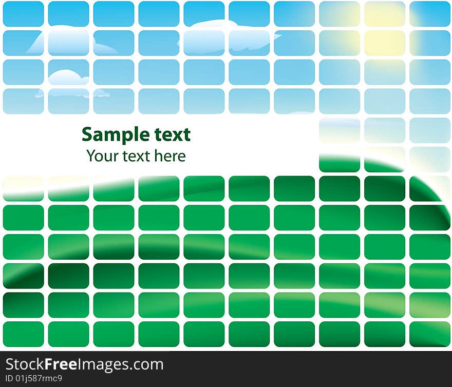 Vector landscape in a business card format with a modern grid overlay. Vector landscape in a business card format with a modern grid overlay