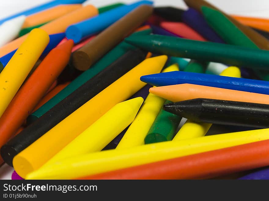 Many Wax Pencils Close Up