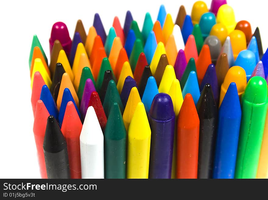 The children's color wax and oil pencils costing vertically