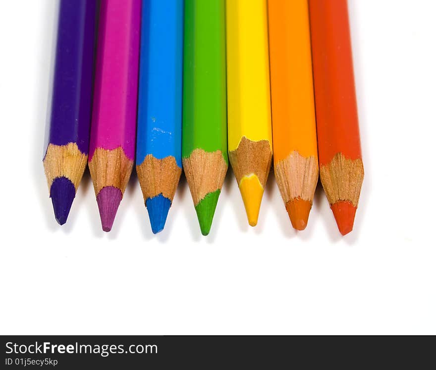 Pencils of seven colors of a rainbow