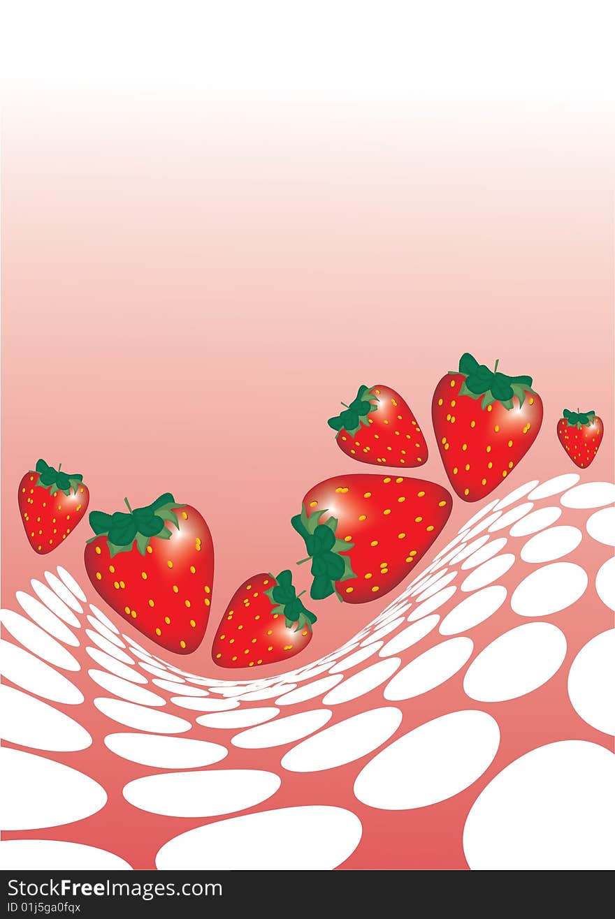 Tasty strawberry on halftone background,vector