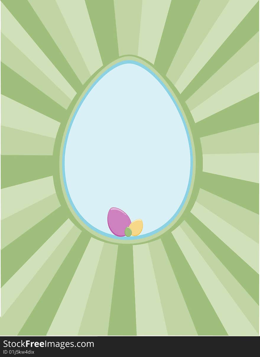 Egg shape area for text or product window on green starburst background. Egg shape area for text or product window on green starburst background