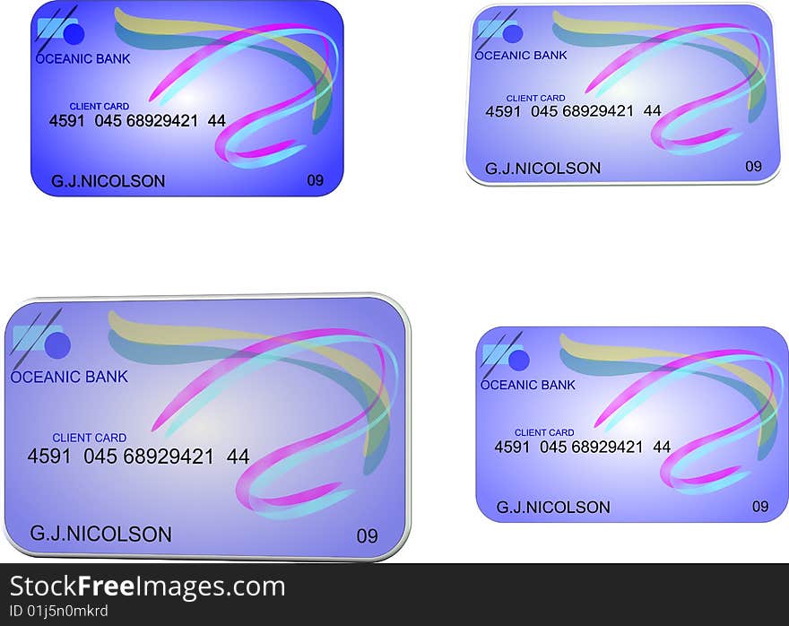 3d illustration of bank card extruded as well as 2d on white