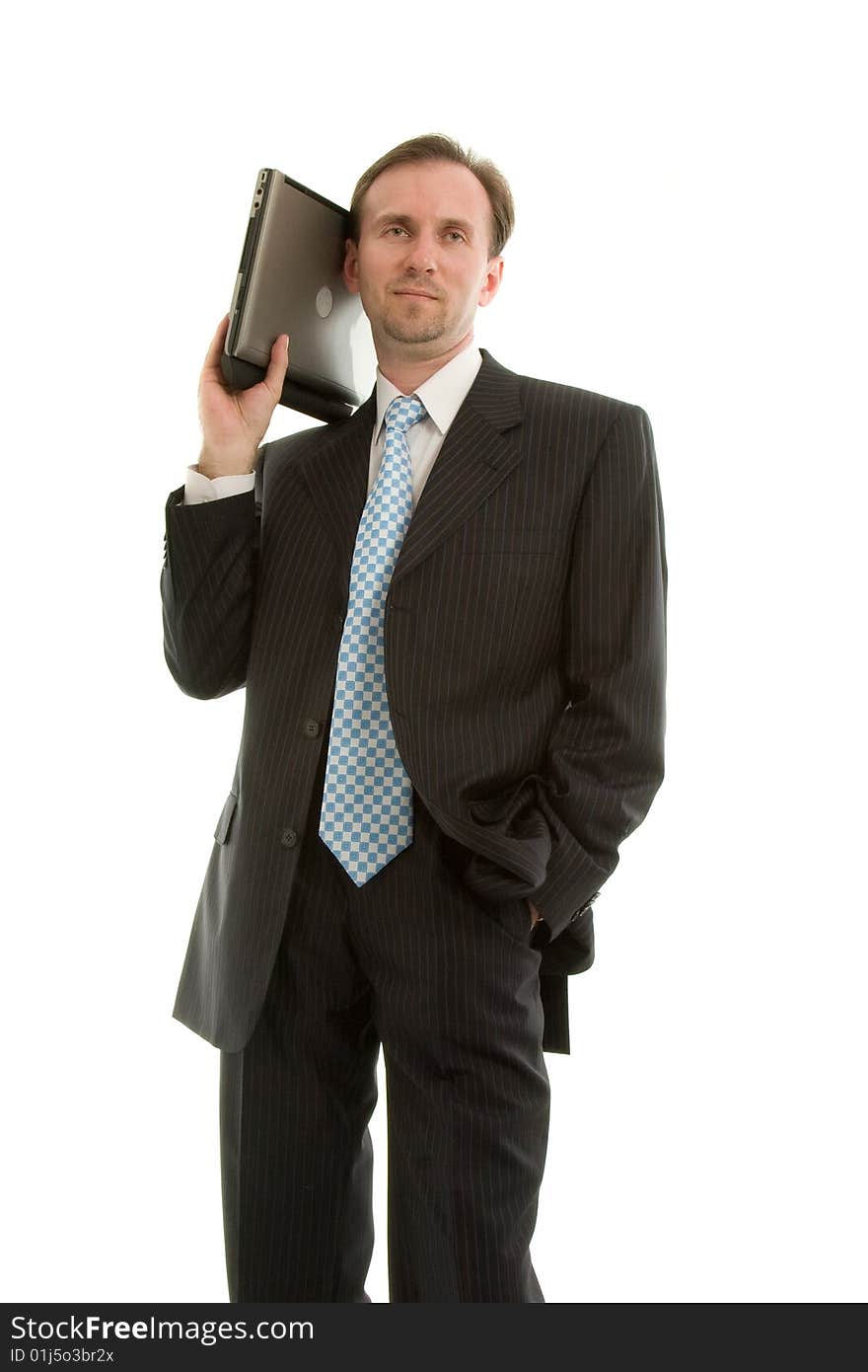 Young businessman in dress with notebook. Young businessman in dress with notebook