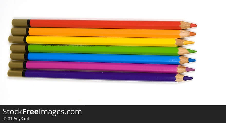 Pencils of seven colors of a rainbow