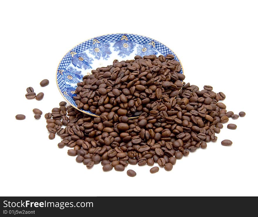 Coffee beans isolated over white background