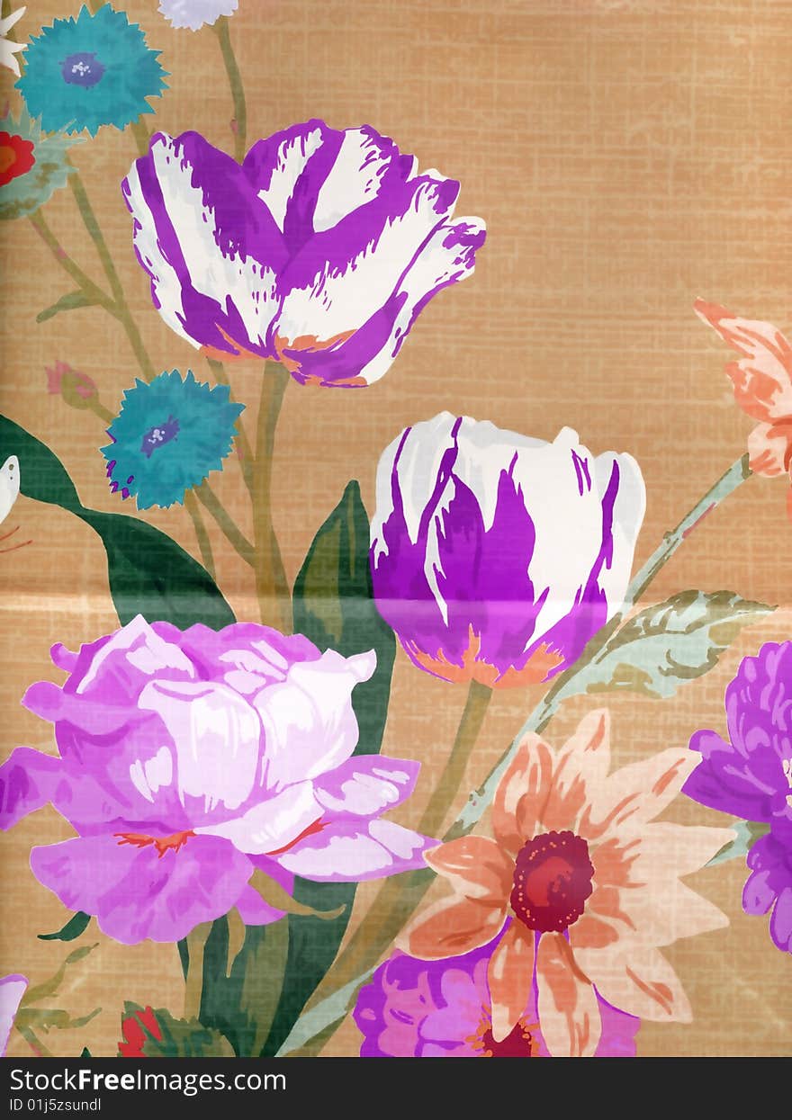 Floral canvas texture to background