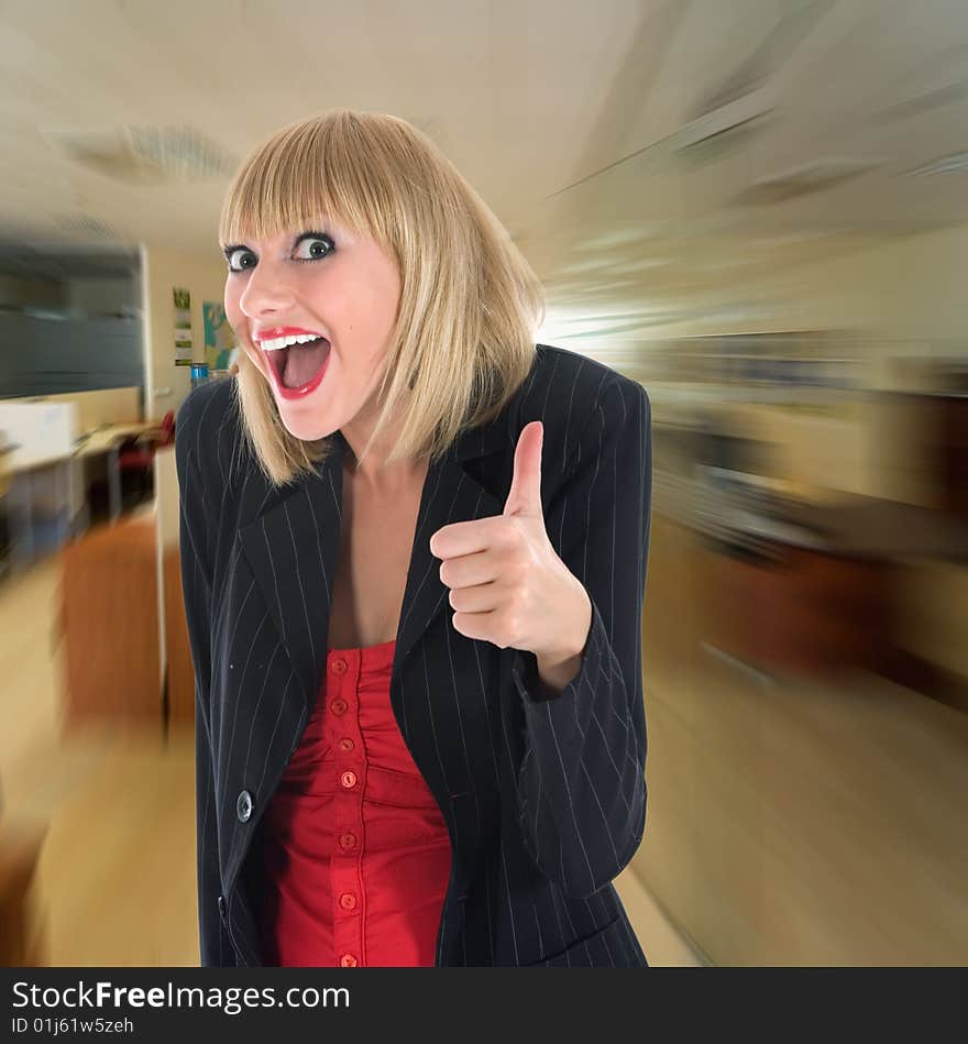 Expressive woman on white