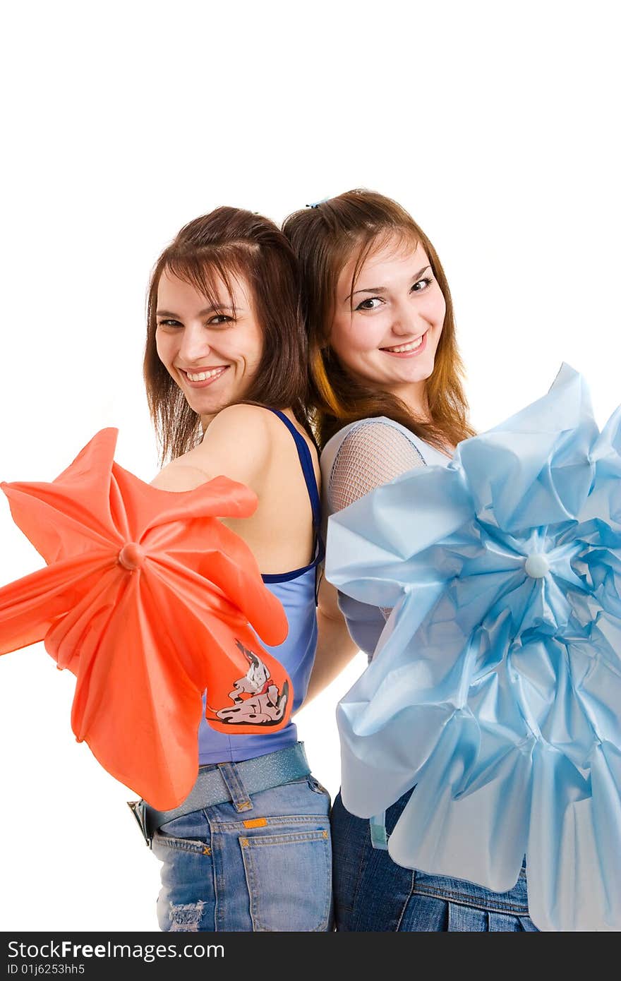 Two Girl With Umbrella