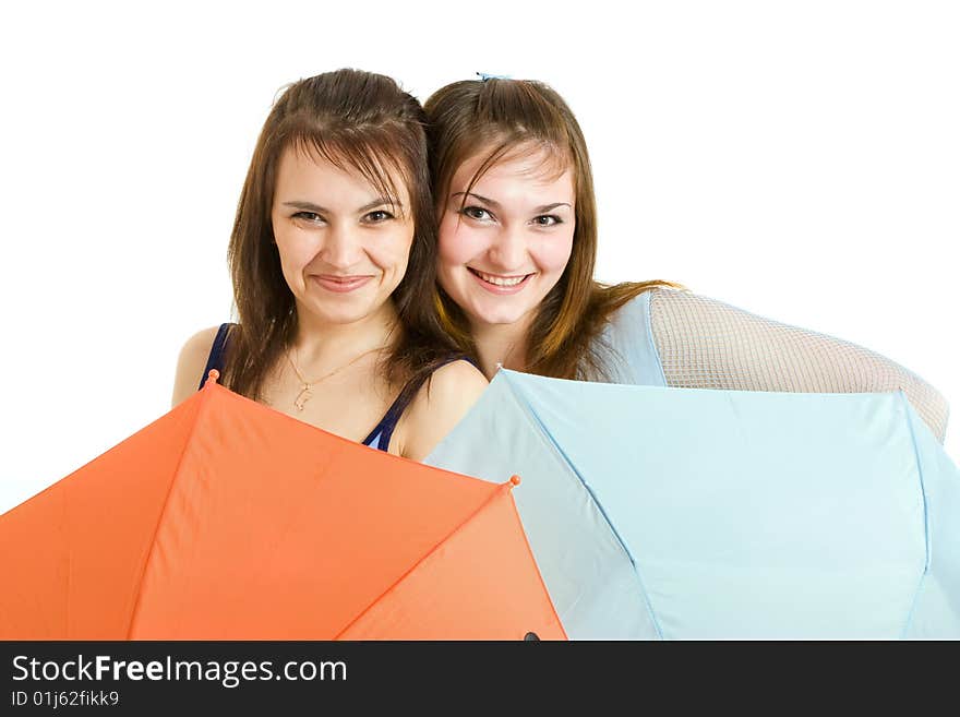 Two girl with umbrella