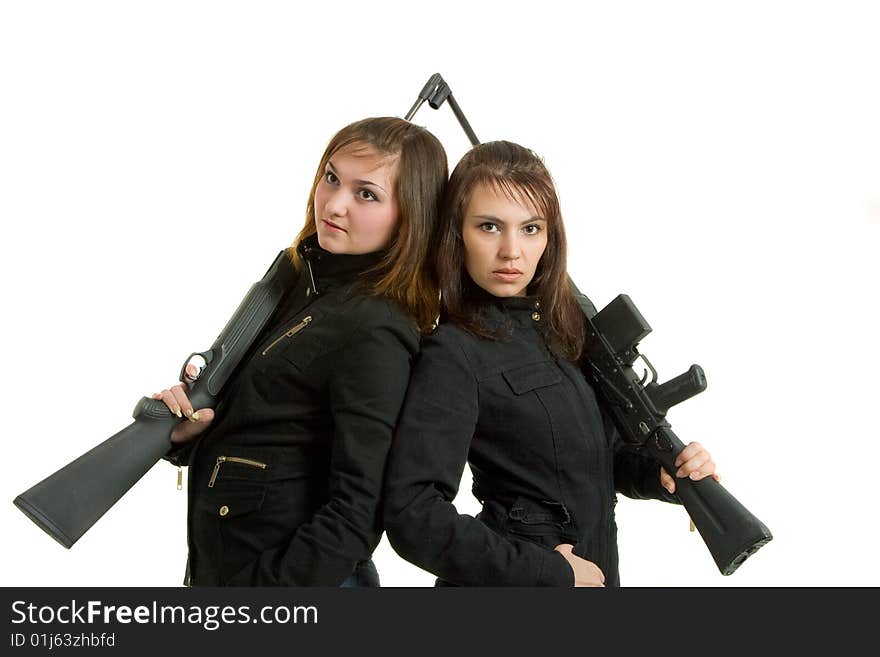 Two gils with guns