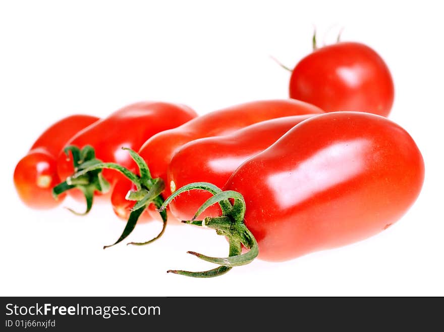 Tomatoes isolated on white background.