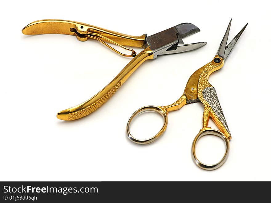 Manicure tools  isolated on a white