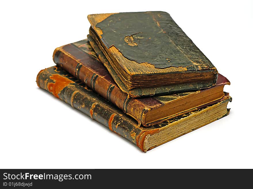 Old religious books on a white