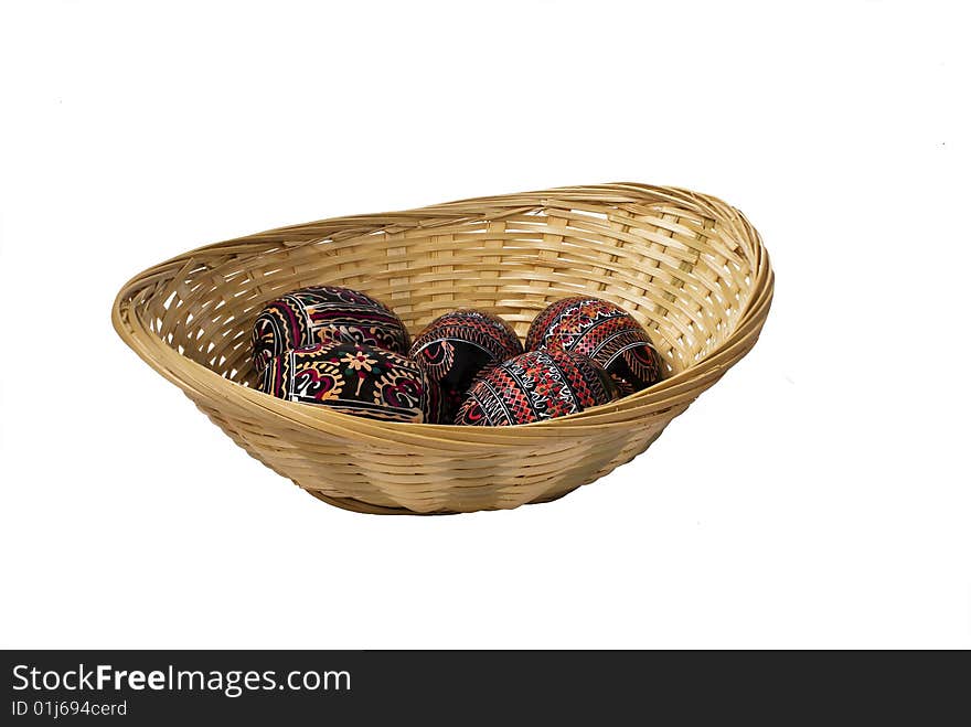 Easter eggs, lings in a small basket