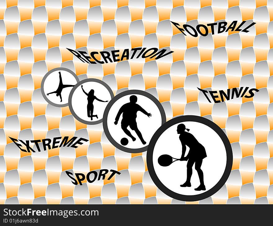 Illustration of sport silhouettes, orange