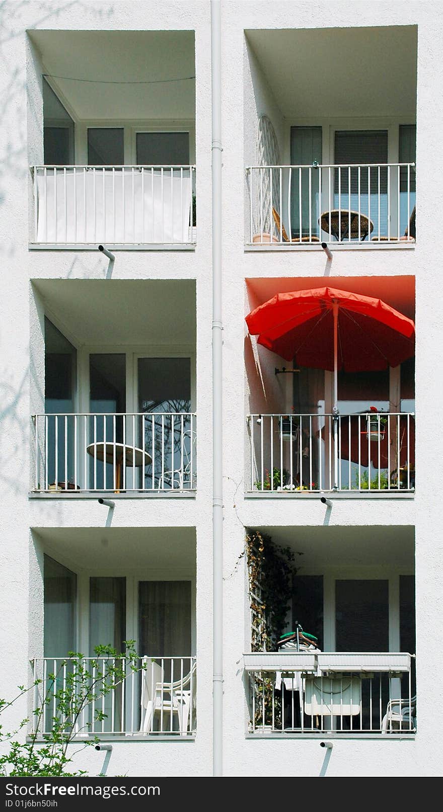 Small balconies in an appartment building. Small balconies in an appartment building