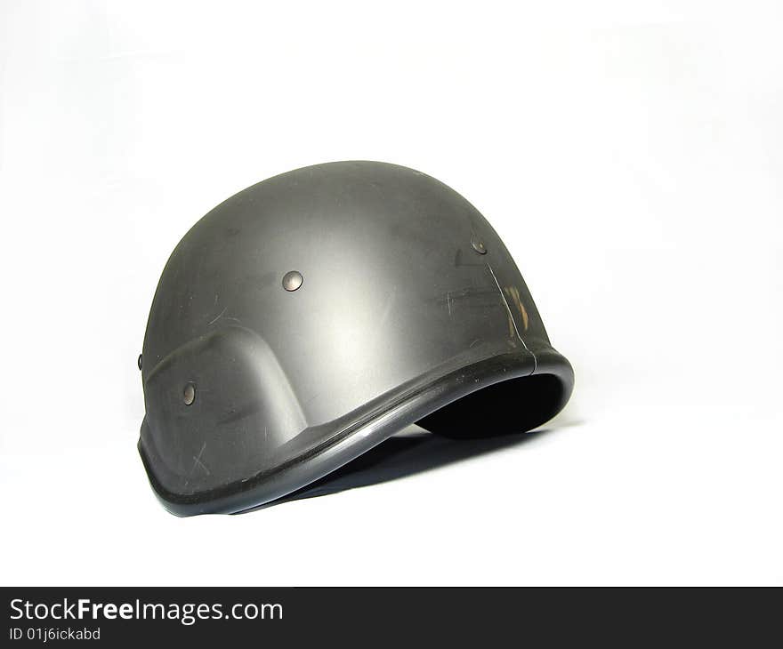 A black Helmet in  ground