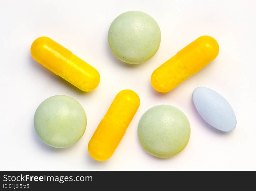 A few various kinds of drugs in different colours