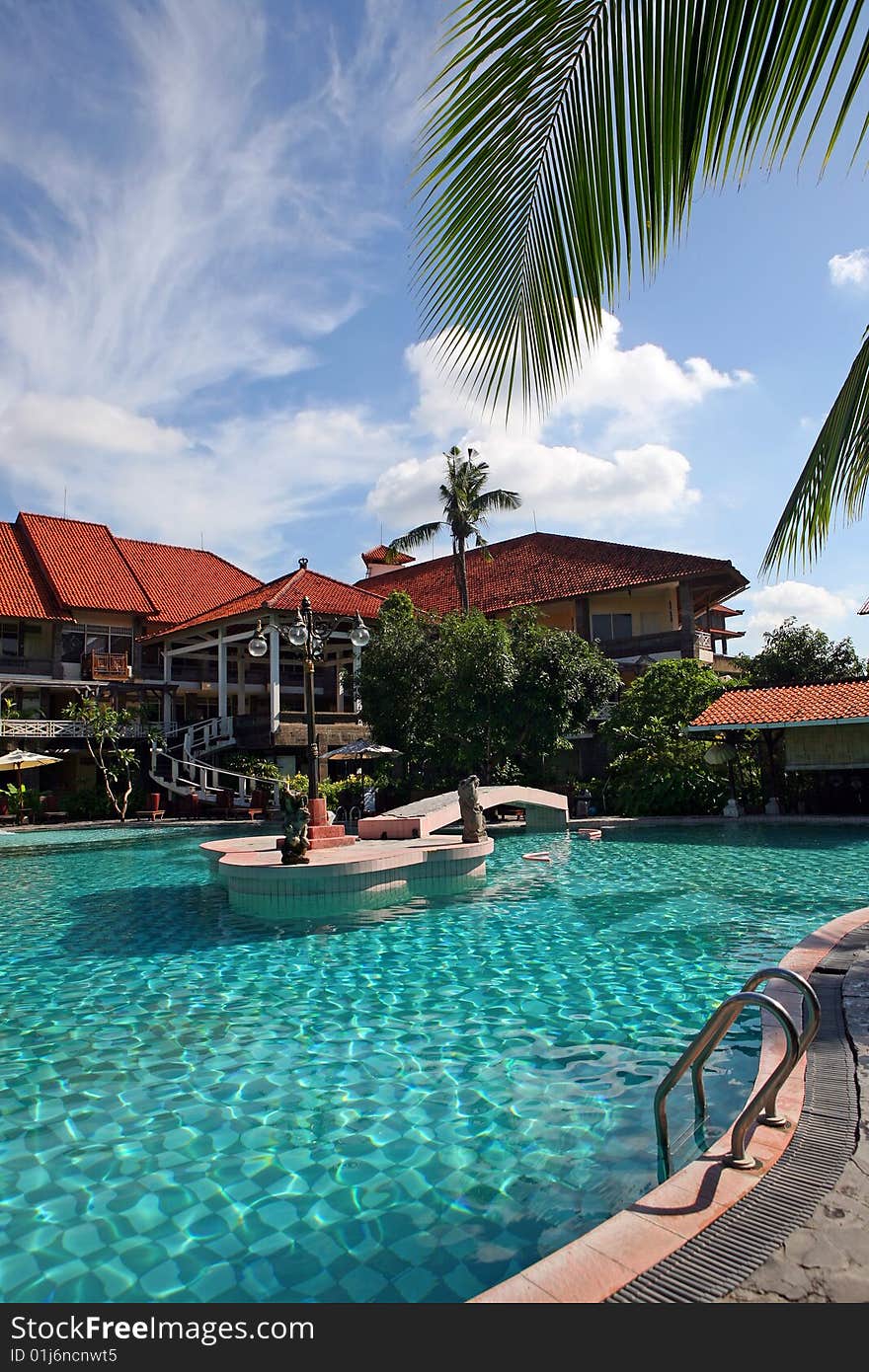 Tropical hotel on the beach.